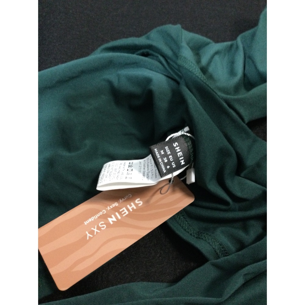 SHEIN SXY Mock Neck Cutout Long Sleeve Crop Top Green Size M - Picture 5 of 5